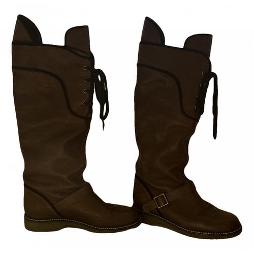 Pre-owned See By Chloé Leather Riding Boots In Brown