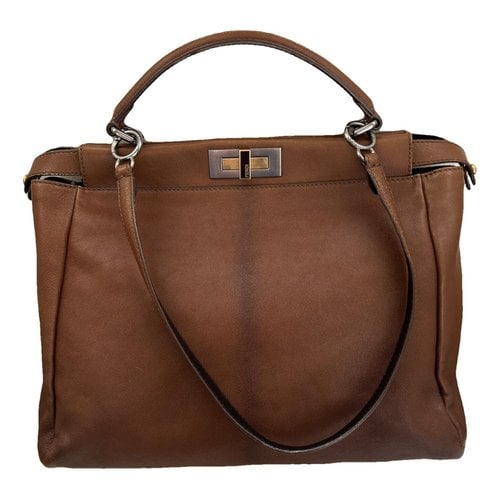 Pre-owned Fendi Peekaboo Leather Handbag In Camel