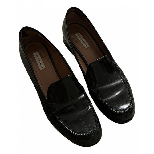 Pre-owned Tabitha Simmons Leather Flats In Black