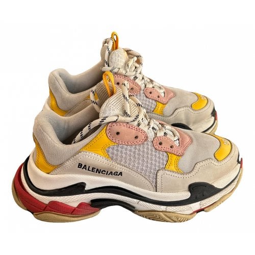 Pre-owned Balenciaga Triple S Leather Trainers In Other
