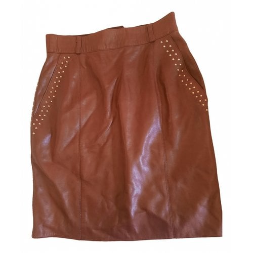Pre-owned Escada Leather Mini Skirt In Burgundy