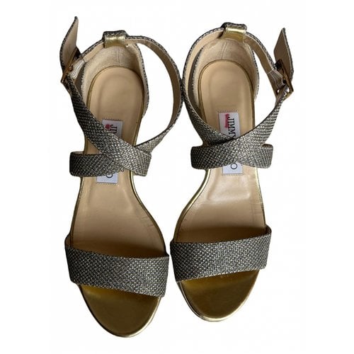 Pre-owned Jimmy Choo Glitter Sandal In Gold