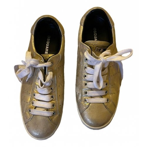 Pre-owned Dsquared2 Leather Low Trainers In Gold
