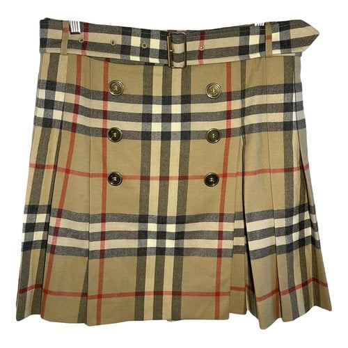 Pre-owned Burberry Wool Mid-length Skirt In Beige