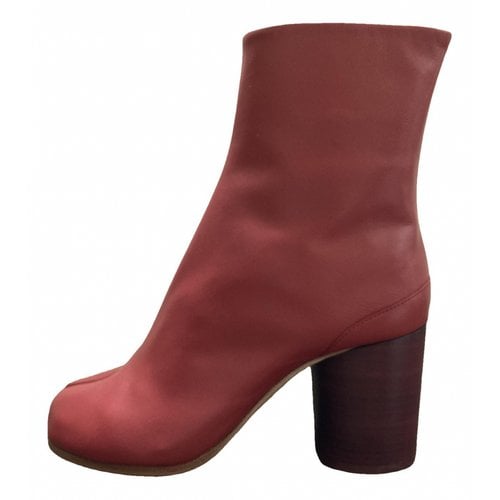 Pre-owned Maison Margiela Tabi Leather Boots In Red