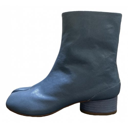 Pre-owned Maison Margiela Tabi Leather Boots In Blue