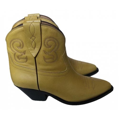 Pre-owned Isabel Marant Leather Western Boots In Yellow