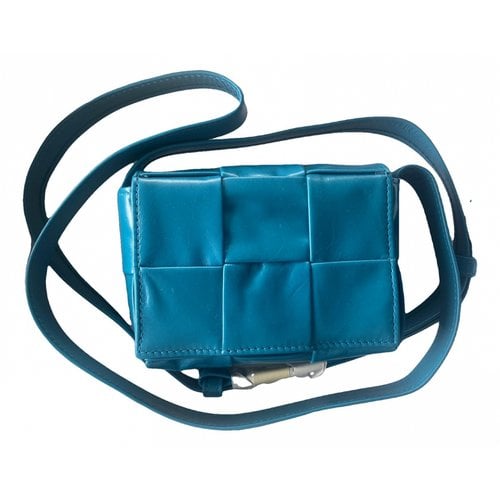 Pre-owned Bottega Veneta Cassette Leather Crossbody Bag In Blue