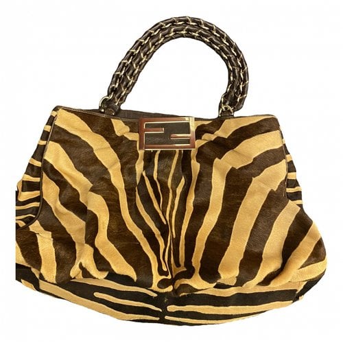 Pre-owned Fendi Pony-style Calfskin Handbag In Brown