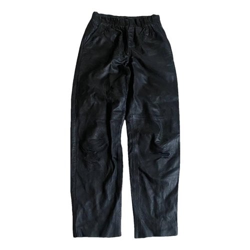 Pre-owned Understated Leather Leather Trousers In Black