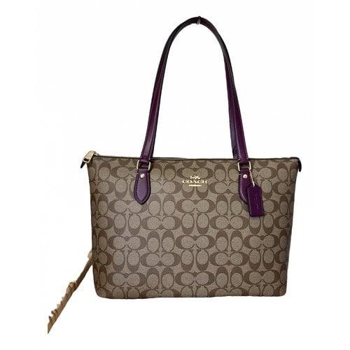 Pre-owned Coach Leather Tote In Purple