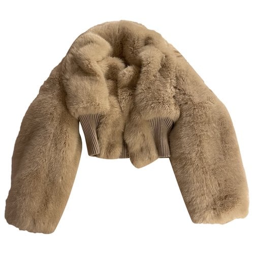 Pre-owned Givenchy Faux Fur Coat In Beige