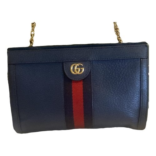 Pre-owned Gucci Ophidia Leather Handbag In Blue