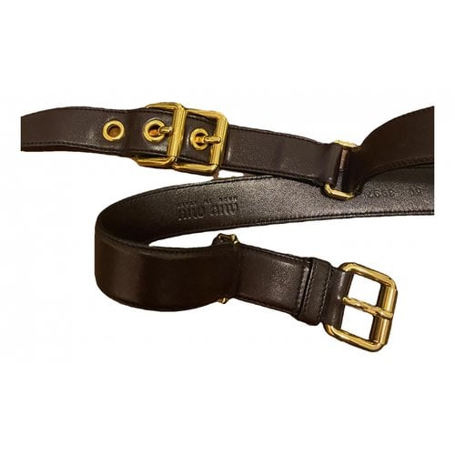 Pre-owned Miu Miu Leather Belt In Burgundy