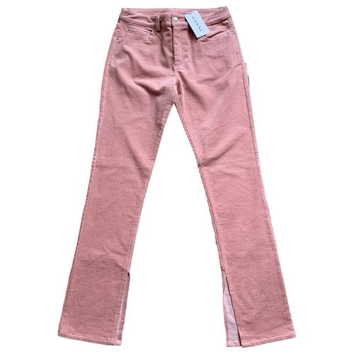 Pre-owned Ganni Straight Pants In Pink