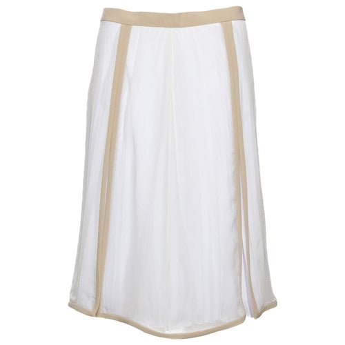 Pre-owned Burberry Silk Mid-length Skirt In White
