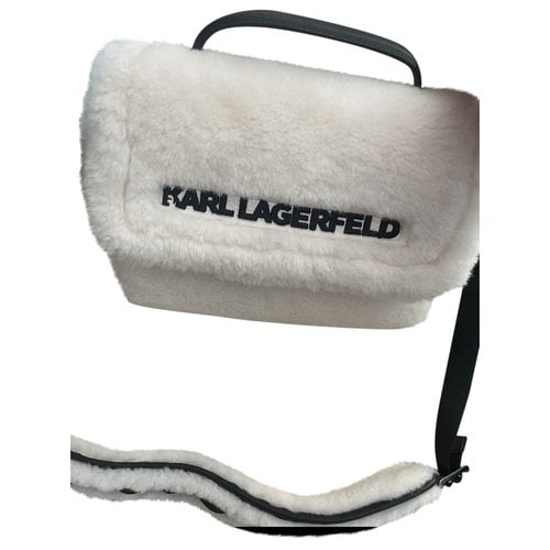 Pre-owned Karl Lagerfeld Faux Fur Crossbody Bag In White