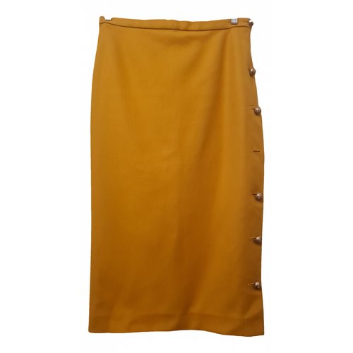 Pre-owned Rochas Wool Mid-length Skirt In Yellow