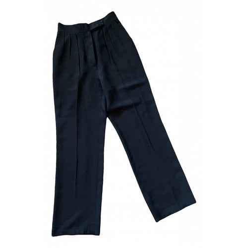 Pre-owned Diane Von Furstenberg Silk Trousers In Black