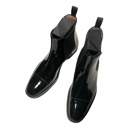 Pre-owned Church's Patent Leather Boots In Black