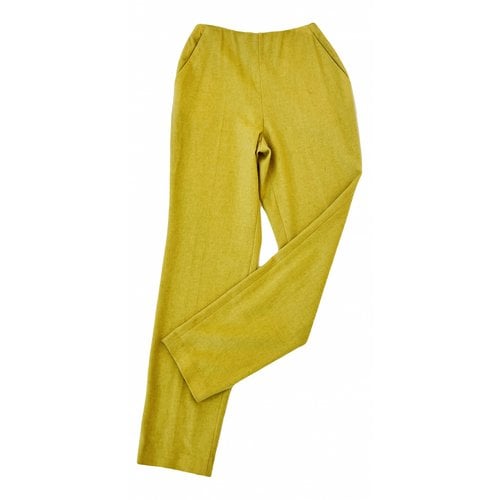Pre-owned Versace Wool Carot Pants In Yellow