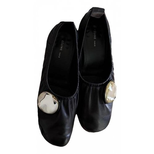 Pre-owned Celine Soft Ballerina Leather Heels In Black