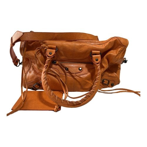 Pre-owned Balenciaga Twiggy Leather Handbag In Orange
