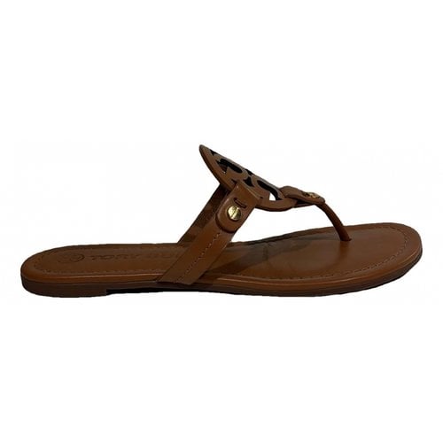 Pre-owned Tory Burch Leather Sandal In Brown