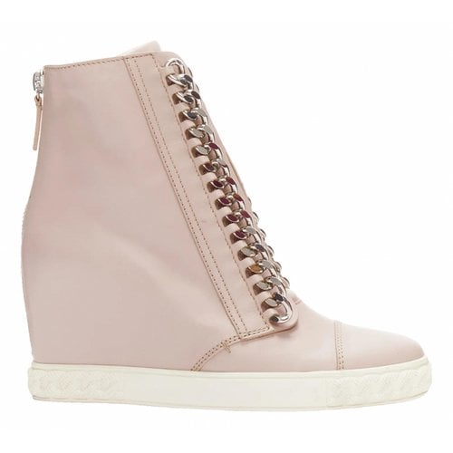 Pre-owned Casadei Leather Ankle Boots In Pink