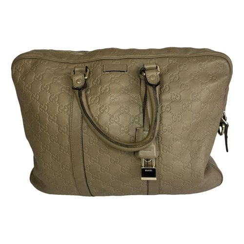 Pre-owned Gucci Leather Satchel In Beige
