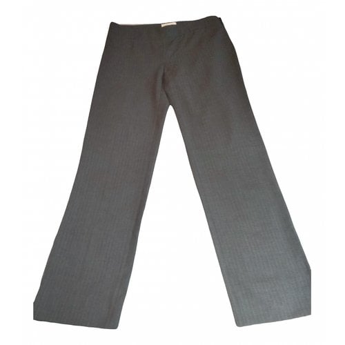 Pre-owned Valentino Wool Straight Pants In Grey
