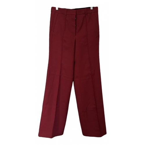 Pre-owned Victoria Beckham Wool Large Pants In Burgundy
