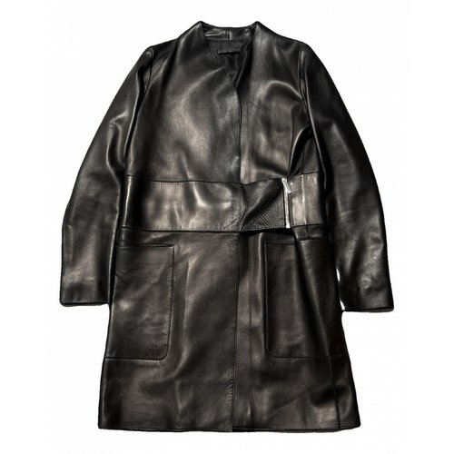 Pre-owned The Row Leather Coat In Black
