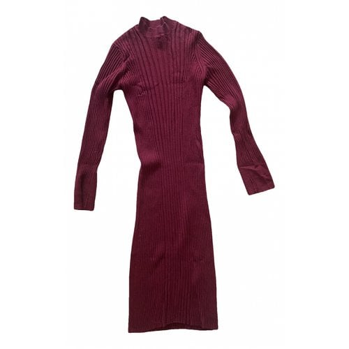 Pre-owned Maison Margiela Wool Mid-length Dress In Burgundy