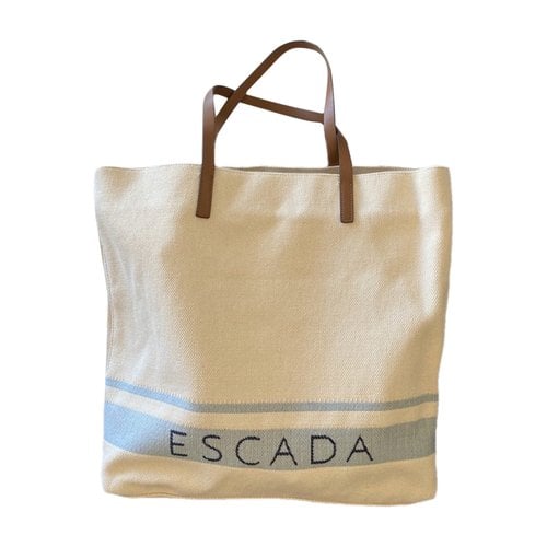 Pre-owned Escada Linen Handbag In White