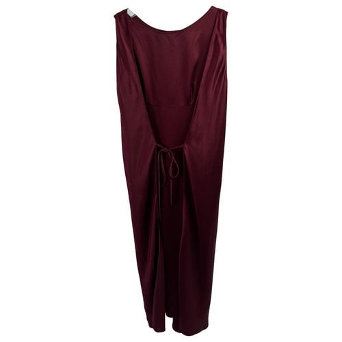 Pre-owned Chanel Silk Mid-length Dress In Burgundy