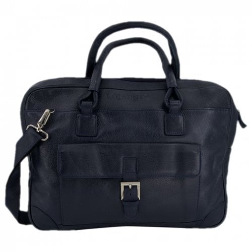 Pre-owned Longines Leather Satchel In Navy