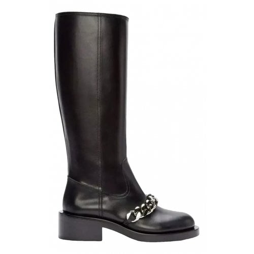 Pre-owned Givenchy Leather Riding Boots In Black