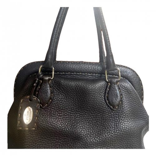 Pre-owned Fendi Carla Selleria Leather Handbag In Brown