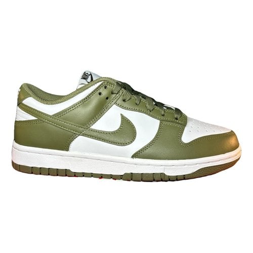 Pre-owned Nike Leather Trainers In Khaki