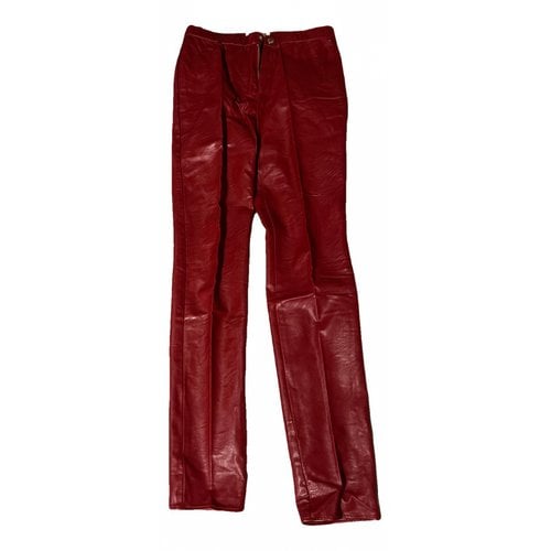 Pre-owned Isabel Marant Étoile Leather Slim Pants In Burgundy