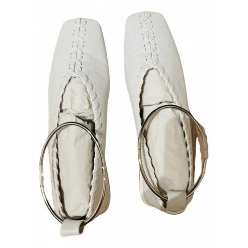 Pre-owned Jil Sander Leather Ballet Flats In White