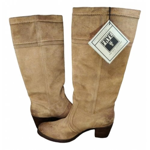 Pre-owned Frye Leather Boots In Beige