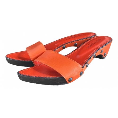 Pre-owned Saint Laurent Leather Mules & Clogs In Orange