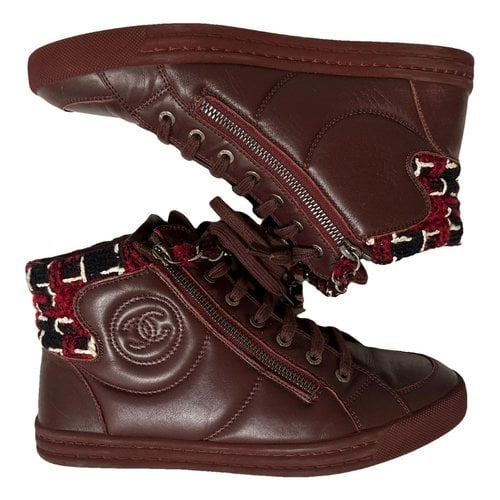 Pre-owned Chanel Exotic Leathers Trainers In Burgundy