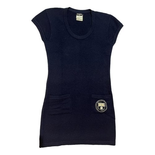 Pre-owned Chanel Cashmere Mid-length Dress In Blue