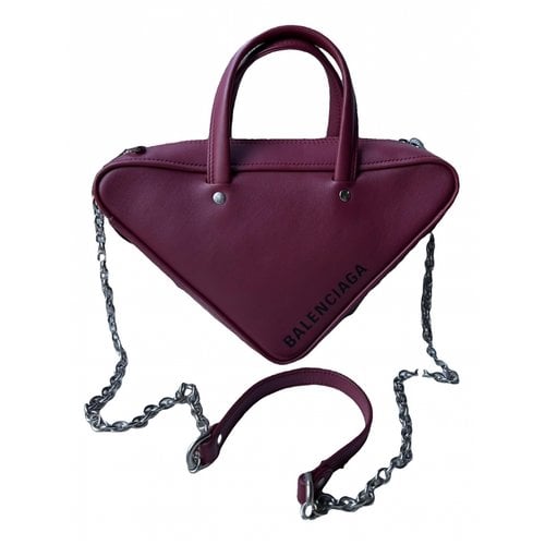 Pre-owned Balenciaga Triangle Leather Handbag In Burgundy