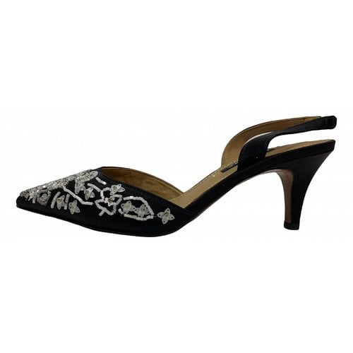 Pre-owned Kay Unger Cloth Heels In Black