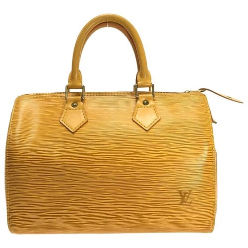 Pre-owned Louis Vuitton Speedy Leather Handbag In Yellow