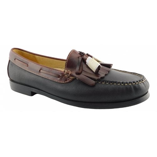 Pre-owned Cole Haan Leather Flats In Black